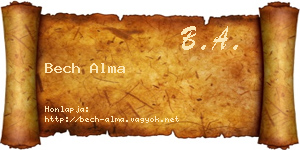 Bech Alma névjegykártya